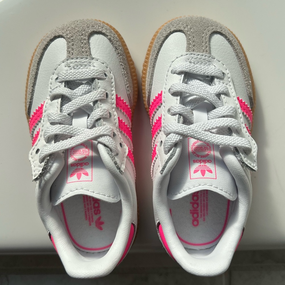 adidas Kids Samba Sneakers White Pink Gum - Picture 9 of 11